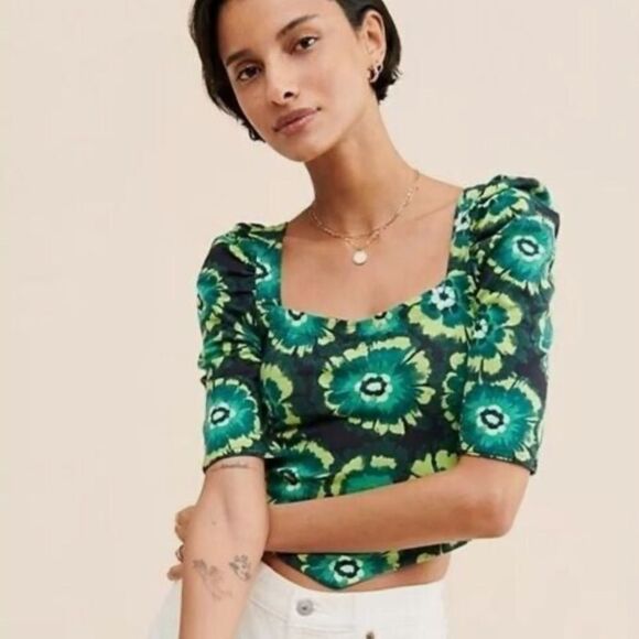 FREE PEOPLE WOMEN’S GIVE ME MORE TOP STRAPPY BACK IN GREEN/BLACK COMBO NWT - Picture 3 of 5
